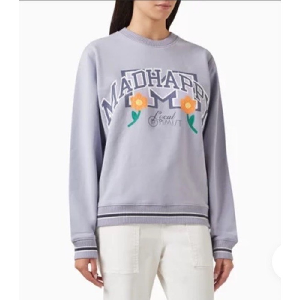 MADHAPPY Local Optimist Varsity‎ Crewneck Fleece Sweatshirt Medium NEW NWT